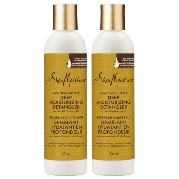 SheaMoisture Detangler with Raw Shea Butter, Deep Moisturizing Curly Hair Detangler with Sea Kelp & Argan Oil, Hair Care for Knots, 8 Fl Ozâ€¯Ea (Pack of 2)