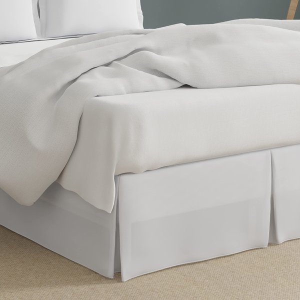 Bed Maker’s Never Lift Your Mattress Wrap Around Bed Skirt, Classic Style, Low Maintenance Wrinkle Resistant Fabric, Traditional 14 Inch Drop Length, Twin, White