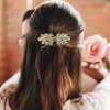 JULIYOOYOO Crystal Hair Barrette Clips for Women and Girls,Stylish and Elegant Hair Accessories,Hair Barrette Clip with Rhinestones Embedded as Decoration(White)