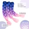 Blue Purple Pink Braiding Hair Extensions Ombre Braiding Hair 3 Packs 24 inch Synthetic Hair for Braiding