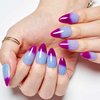 GLAMERMAID Press on Nails Medium Almond, Handmade Purple Blue Temperature Change Nails Polish Glue on Nails, 24Pcs Acrylic False Nails Kit Reusable UV Finish Full Cover Stick on Nails for Women Gift