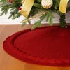 Sattiyrch Christmas Tree Skirt, 36 inches Luxury Cable Knit Knitted Thick Rustic Xmas Holiday Decoration, Burgundy (36in)
