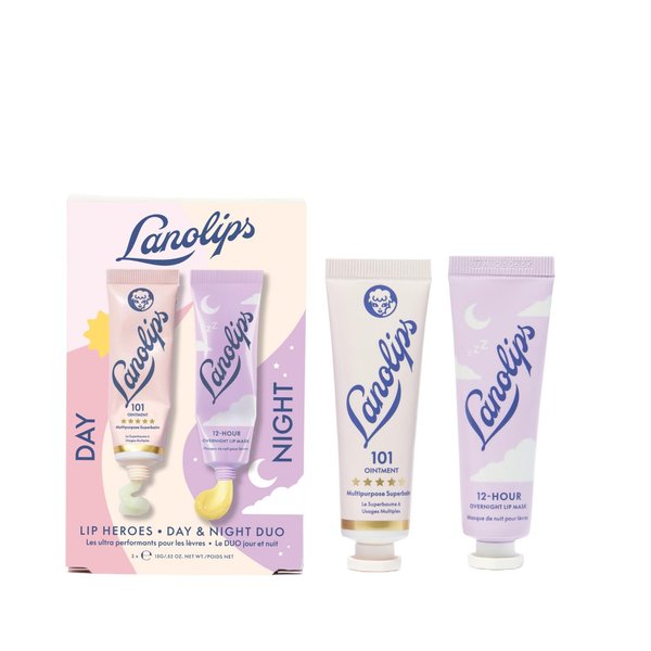 Lanolips Overnight Lip Mask & 101 Lanolin Ointment Duo - Lip Heroes Kit for Complete Day to Night Lip Care - Kit Includes Deeply Replenishing Lip Mask & Pure Lanolin Ointment (2 Count)