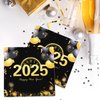 LOLStar Happy New Year 2025 Napkins Disposable 50PCS Black Gold Silver Dinner Paper Napkins 6.5 × 6.5'' Cocktail Napkins for Kitchen Tableware Holiday New Years Eve Party Supplies New Year Decorations