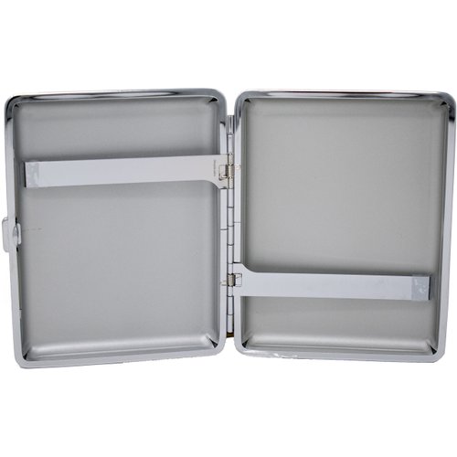 Navy Blue Smooth Leather (Full Pack 100s) Metallic Cigarette Case & Stash Box