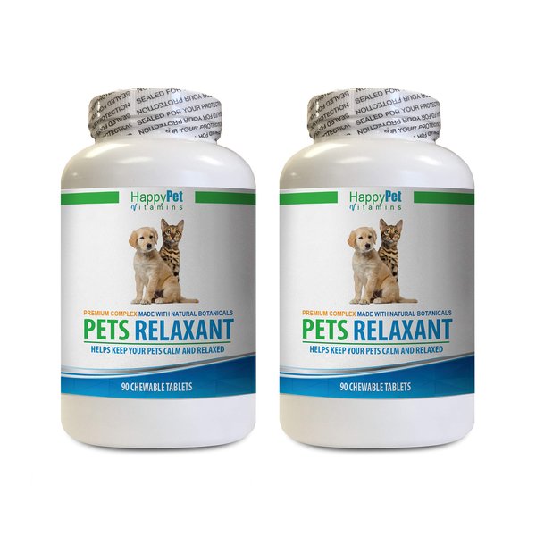 Dog Anxiety Travel - PET Relaxant - Made for Dogs and Cats - Natural Anxiety and Stress Relief - Mood Boost - Best Formula - Valerian Root for Dogs - 2 Bottles (180 Treats)