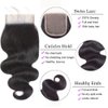 Bundles with Closure Human Hair Body Wave 12 14 16+10 Inch 100% Unprocessed Brazilian Virgin Human Hair 3 Bundles with Closure Human Hair Extensions with 4x4 Free Part Lace Closure Natural Black