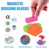 WorWoder Kids Magnetic Building Blocks Magic Magnetic 3D Puzzle Cubes, Set of 7 Multi Shapes Magnetic Blocks with 54 Guide Cards, Intelligence Developing and Stress Relief Fidget Toys for Kids(Pink)