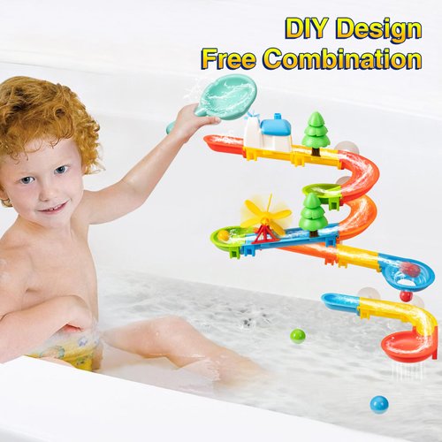 Bath Toys, DIY Fun Splicing Tracks Bath Toys, Bathtub Bath Toys, Scene Building Bath Toys for Kids Toddler, Christmas Birthday Gift for Boys Girls