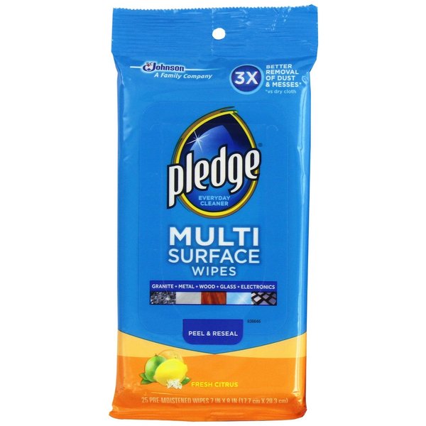 Pledge Multisurface Wipes, Fresh Citrus, 25 Wipes Per Pack