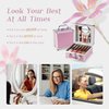 Color Nymph Beginner Makeup Kit For Teens With The Small Cosmetic Train Case Included 24-Colors Eyeshadow Palette Blushes Bronzer Highlighter Lipstick Brushes Mirror(Pink)