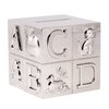 Creative Gifts International Pewter ABC Block Bank for Kids, Newborn Gift, Silver, 3”x3”x3”, Shiny Non-Tarnish Nickel Plated Finish, Polished Finish, Gift Box Included
