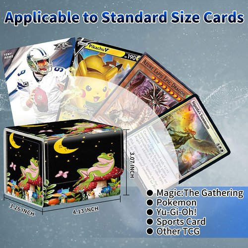 Dikoer Card Deck Box, MTG Commander Deck Box for Trading Cards, 100+ Sleeved Cards with PU Leather Magnetic Card Storage Box for TCG CCG Magic Cards - Mushroom Frog
