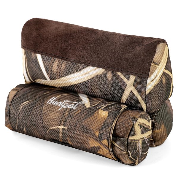 HUNTPAL Shooting Rest Bag Hunting Gun Rifle Holder SandBag, Range Bench Table Target Shooting Rifle Front & Rear Support Stand Holder, Unfilled Durable Water Resistance Leather Padded Camo Sand Bag