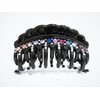 Black curved hair claw clip with multi-color crystals and double grip