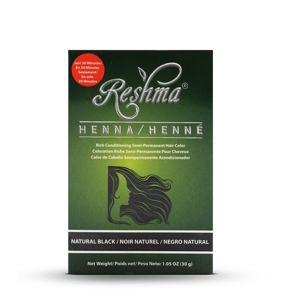 Reshma Beauty 30 Minute Henna Hair Color | Infused with Natural Herbs, For Soft Shiny Hair | Henna Hair Color/Dye, 100% Gray Coverage | Semi Permanent | Ayurveda Hair Products (Black, Pack Of 1)