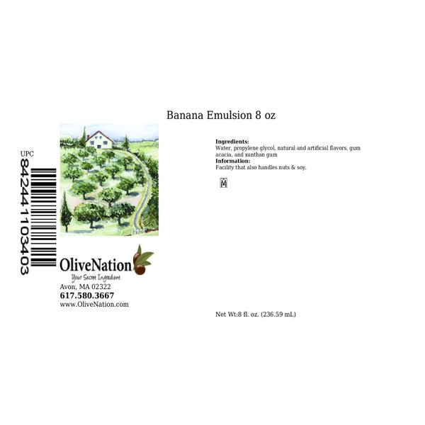OliveNation Banana Emulsion for Baking, Water Soluble, Non-GMO, Gluten Free, Vegan - 8 ounces