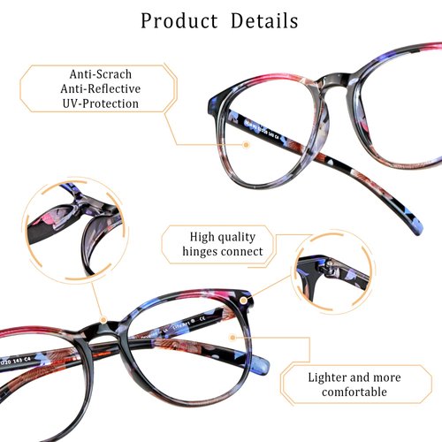 LifeArt Bifocal Reading Glasses, Transition Photochromic Dark Grey Sunglasses, Oval Frame, Computer Reading Glasses, Anti Glare (Floral, 0.00/+2.25 Magnification)