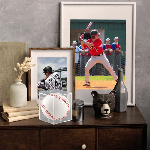 Anwenk Baseball Display Case 4Pack, Baseball Holder Case UV Protected Acrylic Cube Square Clear Official Baseball Autograph Display Case Memorabilia Display Box for Official Size Baseball