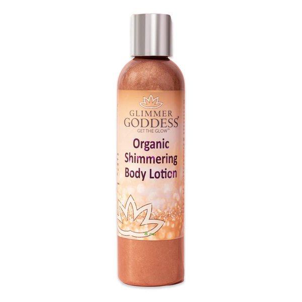 Glimmer Goddess Organic Bronzer Body Lotion - Sexy Level 2 Bronze Body Shimmer, 8 oz
