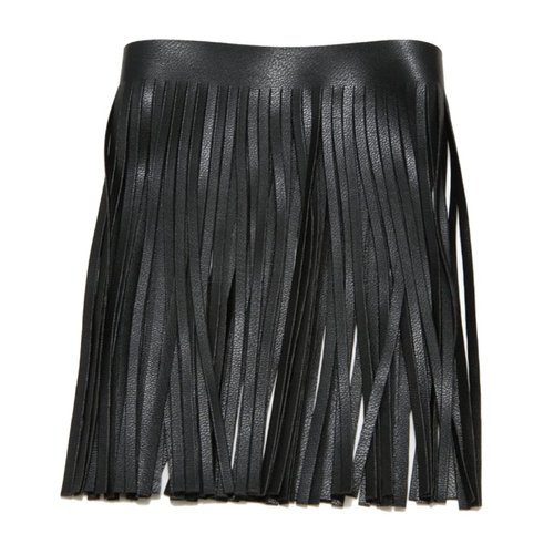 2 Yards PU Leather Fringe Trim 4 Inch Sewing Tassel Trim for DIY Craft Clothing Handbag Sewing Craft Embellishment Decoration Black