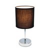 Simple Designs LT2007-BLK Chrome Mini Basic Table Lamp with Fabric Shade, Black