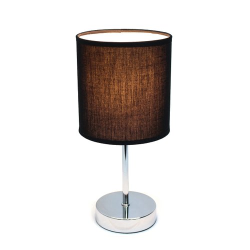 Simple Designs LT2007-BLK Chrome Mini Basic Table Lamp with Fabric Shade, Black