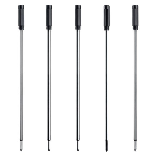 DunBong Black Ink Refill Pack of 5, Replaceable Ballpoint Pen Refills, Medium Point Metal Refill (Black)