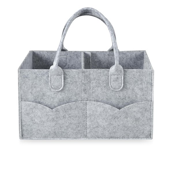 PandaEar Baby Diaper Caddy Organizer, Portable Diaper Holder Organizer Nursery Storage Basket for Wipes & baby stuff, Collapsible Baby Organizer with Divided Design (Grey)