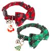 ADOGGYGO Christmas Cat Collar Breakaway with Cute Bow Tie Bell - 2 Pack Kitten Collar Red Green Plaid Xmas Kitten Collar with Removable Bowtie Cat Bow Collar for Cats Kittens (7.5"- 10.5", Red&Green)