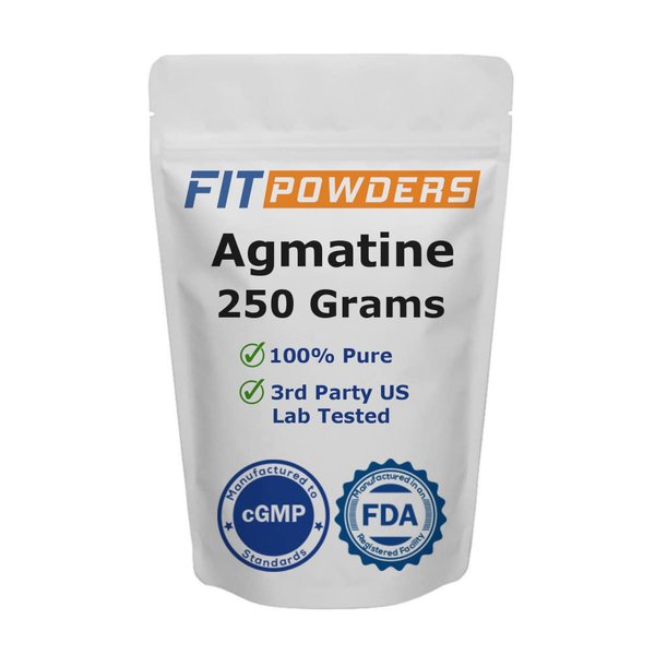 FitPowders Agmatine Sulfate Powder 250 Grams (Multiple Sizes) Strength and Pump (Nitric Oxide) 100% Pure Agmatine Powder, Vegan, Gluten-Free
