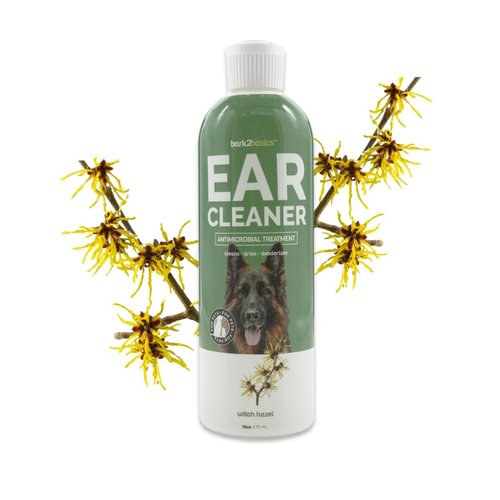 Bark2Basics Dog Ear Cleaner, 16 oz - All Natural, Witch Hazel, Gentle Aloe Vera and Chamomile Extract Base, Breaks Through Tough Wax