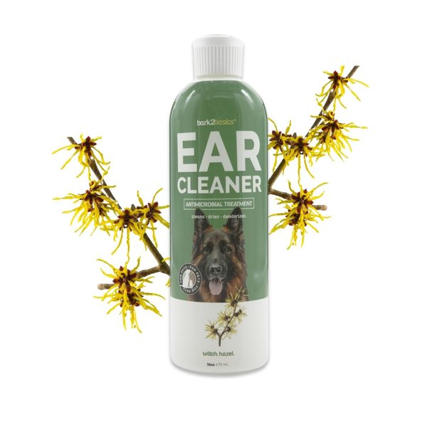 Bark2Basics Dog Ear Cleaner, 16 oz - All Natural, Witch Hazel, Gentle Aloe Vera and Chamomile Extract Base, Breaks Through Tough Wax