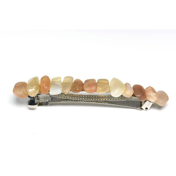 Peach Moonstone French Barrette Hair Clip 4" or 100 mm Length
