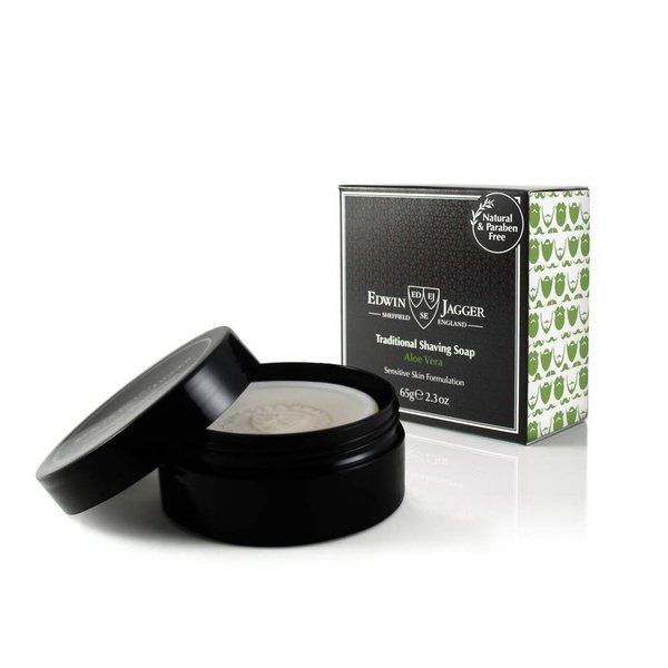 Edwin Jagger 99.9% Natural Traditional Shaving Soap In Travel Tub - Aloe Vera, 2.3-Ounce