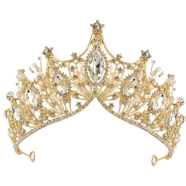 FASOTY Baroque Queen Crown Gold Tiaras and Crowns for Women Girls Crystal Princess Tiara Rhinestone Headband for Bridal Birthday Party Prom Halloween Christmas Costume Cosplay