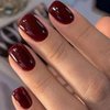 GLAMERMAID Dark Red Press On Nails Extra Short Square, Handmade Jelly Soft Gel Nails Burgundy Fake Nails Short, Glossy Dark Deep Red Stick Glue on Nail for Women Reusable Acrylic Stick on False Nail