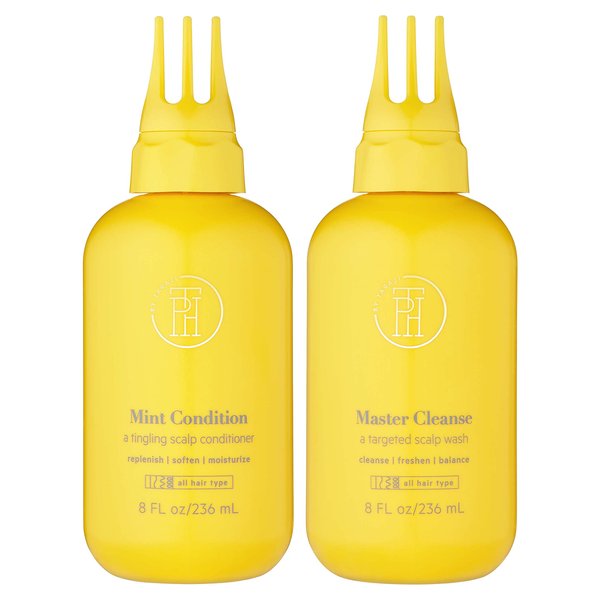 TPH BY TARAJI Scalp Care Bundle | Master Cleanse Scalp Treatment Wash Hair Rinse For Buildup & Mint Condition Tingling Moisturizing Scalp Leave-in Conditioner for Dry Hair | Sulfate Free