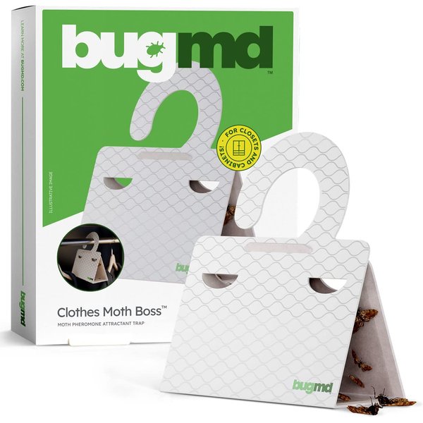 BugMD Clothes Moth Boss Traps (6 Count, White) - Sticky Glue Bug Repellent Pheromone Attractor for Closets Wardrobes Cabinet Drawers, Moth Balls for Closet, Moth Traps with No Harsh Chemicals