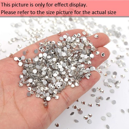 Dowarm 1440 Pieces SS6 Flatback Rhinestones, 2MM Flatback Crystal Clear Rhinestones for Craft Nails Dance Costumes, Non Hotfix Rhinestones