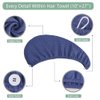 Microfiber Hair Drying Towel - 2Packs Waffle Long Hair Head Turban Wraps Terry Cloth Fast Absorbent Dry Anti Frizz Twist Plopping Curly Shower Turban for Women Wet Hair (Dark Blue)