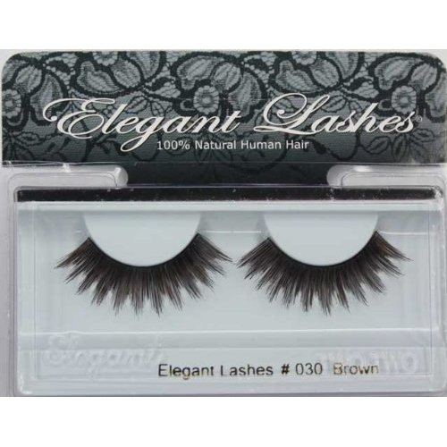 Elegant Lashes #030 Brown - Professional False Eyelashes (100% Natural Human Hair)