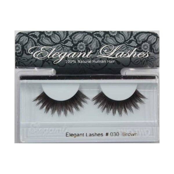 Elegant Lashes #030 Brown - Professional False Eyelashes (100% Natural Human Hair)