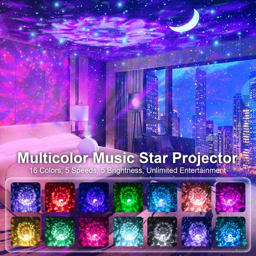 Star Projector, TRAALL 4 in 1 Galaxy Projector with Bluetooth Speaker & Timer, Remote&Voice Control, 18 Lighting Effects, Unique Sky Star Projector Night Light, Christmas Decorations for Kids Adults