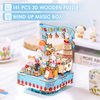 MOMIBOOK 3D Wooden Puzzles for Adults, Wind-up Music Box, 141 Pcs DIY Wood Model Kits for Adults, Happy Birthday Building Puzzles for Teens, DIY Crafts, Hobbies, Desk Decor for Birthday Christmas