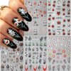 5 Sheets Halloween Nail Stickers 5D self Adhesive Cute Ghost Flower Nail Decals Skull Spider Nail Stickers for Nail Art Halloween Embossed Nail Art Design Halloween Stickers DIY Manicure for Women