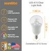 Sunlite 41699 LED A15 Appliance Clear Light Bulb, 6 Watts (40W Equivalent), 450 Lumens, Candelabra Base (E12), 90 CRI, Dimmable, ETL Listed, Ceiling Fan, Title-20 Compliant, 3000K Warm White, 6 Count
