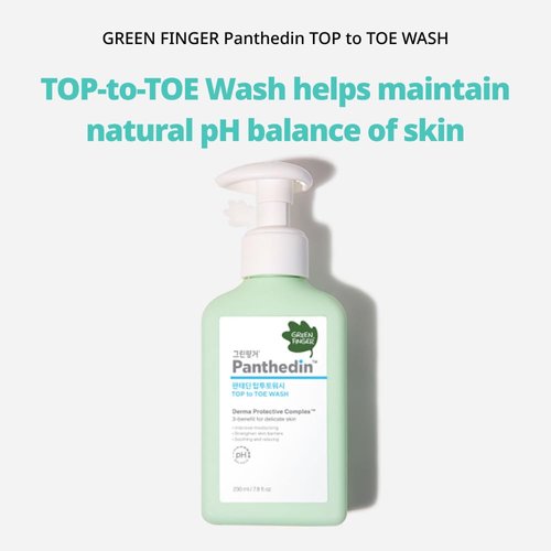 GREEN FINGER Panthedin Top to Toe Wash & Shampoo 7.8 Fl Oz, Skin Barrier Repair with Ceramide Body Wash, Moisturizing Skin with Hyaluronic acid, Hypoallergenic for Sensitive Itch Skin, Korean Skincare
