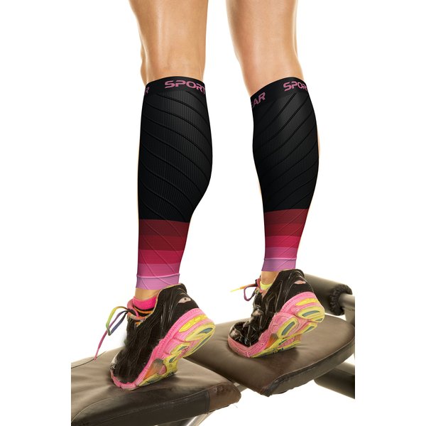 Compression Calf Sleeves Men & Women - Shin Splint Compression Sleeve 20-30mmhg, Best Footless Compression Socks for Calf Pain, Running, Nurses, Pregnancy, Post-Surgery Relief (1 Pair BLK-PNK S/M-M/L)