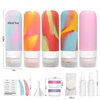 HEYMKGO 24 Pack Travel Bottles Set for Toiletries with Bag Label Tsa Approved 3oz Silicone Travel Containers Leak Proof Shampoo and Conditioner Bottles Jars Kit